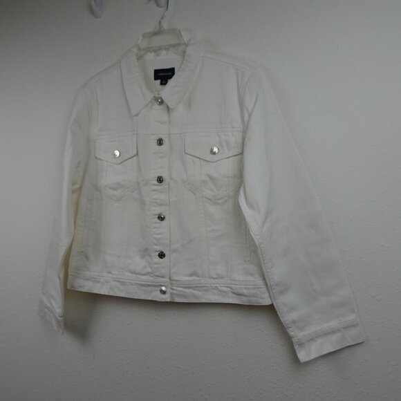 J. Crew Denim Jacket Women's Plus Size 2X White Classic Button - Picture 3 of 7